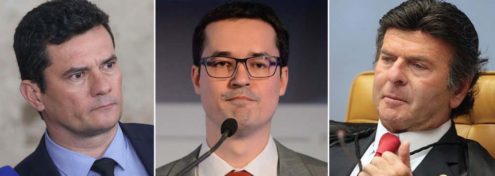 Ex juiz Sérgio Moro, Deltan Dallagnol, e o ministro do STF Luiz Fux (Foto: Divulgação)